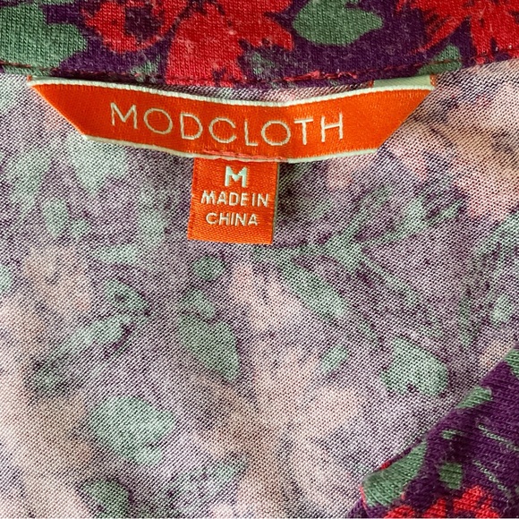 ModCloth Floral Print Midi Dress In Purple and Red Size M - Picture 6 of 8